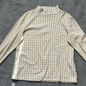Tan and White Mock Neck Longsleeve